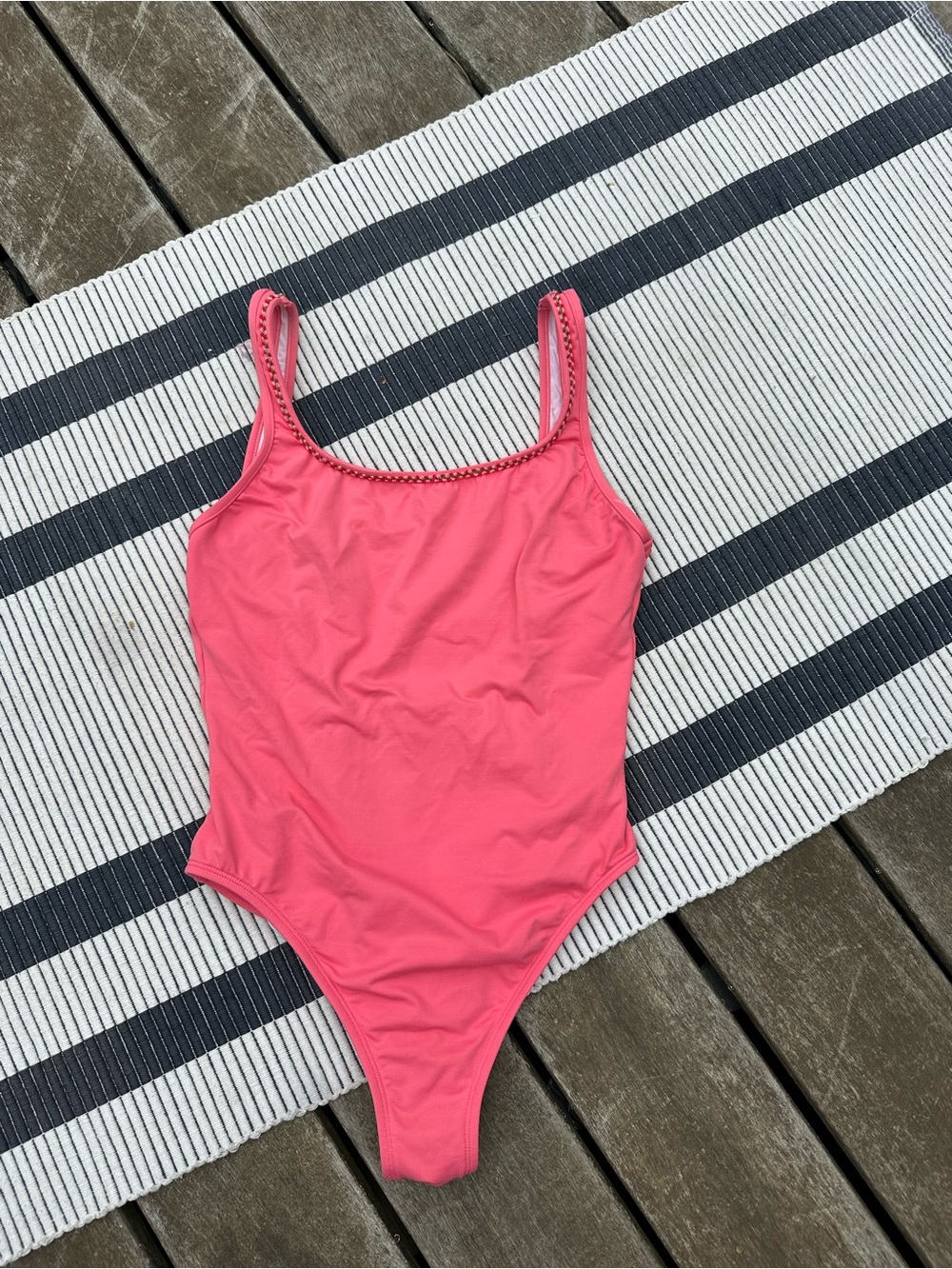 Solid Coral Pink One-Piece Swimsuit